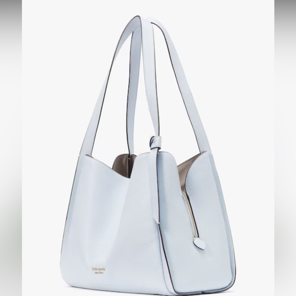 Kate Spade New York Knott Large Leather Shoulder Bag in Watercolor Blue